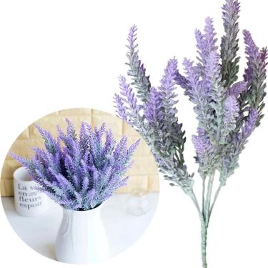 Imagem de 6 Ramos Plantas Lavanda Roxo Artificiais Com 35 Folhas 40cm