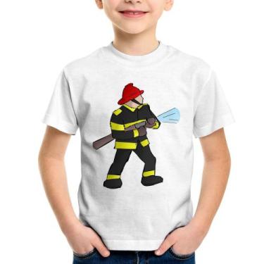 Imagem de Camiseta Infantil Bombeiro - Foca na Moda, Branco, 6