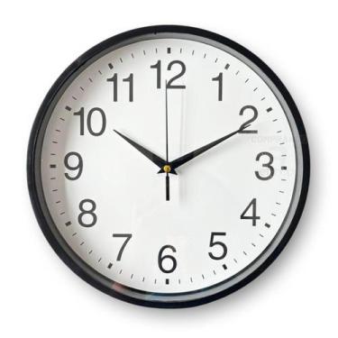 Imagem de Relógio De Parede Redondo Decorativo Moderno A Pilha Cozinha Preto E B