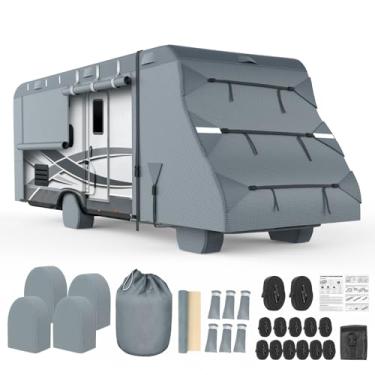 Imagem de DenForste Capa para trailer Classe C, capa de trailer de 7 camadas com proteção UV atualizada, resistente ao vento e à água com arnês extra, capa de pneu e calha