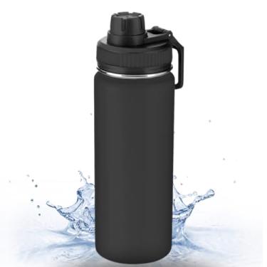 Imagem de Garrafa Squeeze Para Água Suco Academia Treinos Corridas e Outros de Aço Inox 780 Ml (Preto)