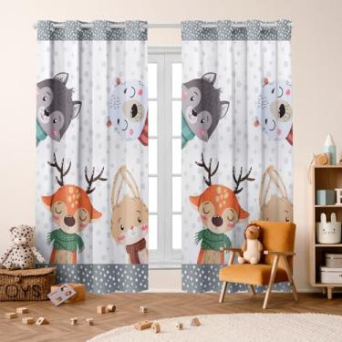 Imagem de Cortina Infantil Blackout 2,80x2,20 Decoração Divertida para Quarto de Criança (Amiguinhos da Neve)