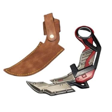 Imagem de Game Val 6,4 '' RGX 11z Pro Karambit faca modelo metal artes marciais arma mini jogo arma cosplay adereços coleção decoração exibição desktop (vermelho)