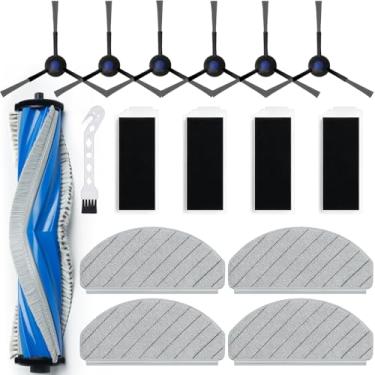 Imagem de BUXEBUX Peças de reposição compatíveis com ECOVACS DEEBOT N20 Plus, Yeedi C12 PRO, kit de acessórios para aspirador de pó de robô, 1 escova em forma de V, 4 filtros Hepa, 4 almofadas de esfregão, 6
