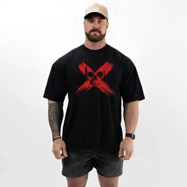 Imagem de Camiseta Masculina Oversized Academia Conforto Estampada - Épico, Pret