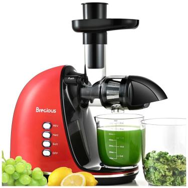 Imagem de Centrifuga de Frutas com 2 Velocidades, Motor Silencioso e Função Reversa, 110V 150W, BRECIOUS, Vermelha