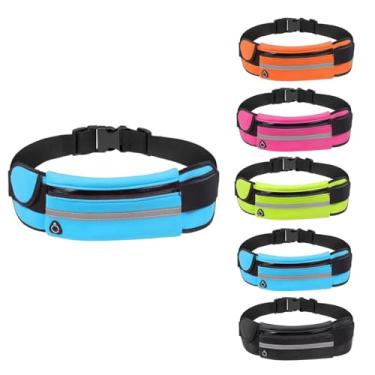 Imagem de Pochete Slim Fitness Premium - Impermeável Porta Celular Garrafa Documento Cintura Ajustável Versátil Zíper Unissex Para Corrida Academia Bike Caminhada Trilha Esportes Bolsa Cinta Esportiva (Azul)