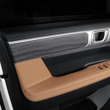 Imagem de CNAURDA Painel de porta interna de carro capa de apoio de braço painéis de porta interior moldagem capas de acabamento compatíveis com Hyundai Santa FE 2024 2025 acessórios interiores, estilo grão de