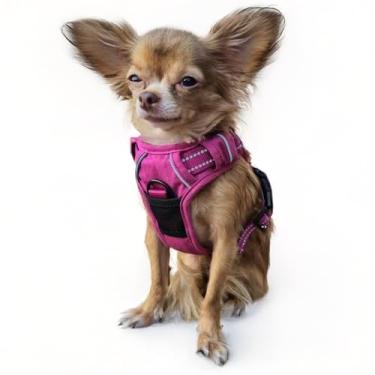 Imagem de Doggie Design Venture Paw Peitoral para cães - Peitoral simples ajustável para filhotes - Coleira antipuxão para cães para caminhadas e aventuras ao ar livre - Framboesa selvagem, PP