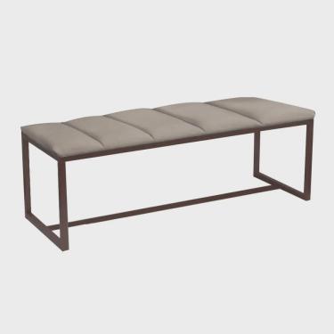 Imagem de Calçadeira Industrial Carla 140cm Casal Quarto Box Cama Ferro Marrom Suede Bege - Ahz Móveis