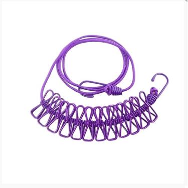Imagem de Varal Corda Multifuncional 12 Pregadores de Metal Roupas (Roxo)