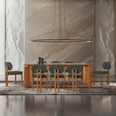Imagem de Mesa de Jantar Nala 220cm Madeira Tampo Laminado com 8 cadeiras Nala - Jade / Imbuia Nat.