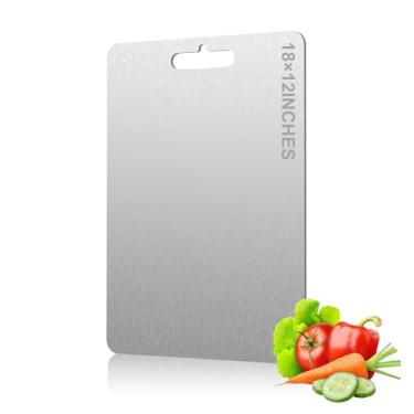 Imagem de Tábua de corte de titânio puro para cozinha, dupla face, aço inoxidável, durável, não mofada, tábua de cortar grau alimentício 316, pode ser lavada na lava-louças (45,7 x 30,5 cm)