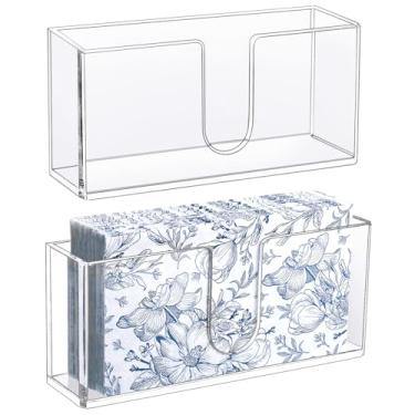Imagem de 2 pçs dispensador de toalha de papel acrílico suportes de guardanapo de bancada suporte de toalha de mão 5 mm engrossar bandeja de toalhas dobrável descartável para banheiro cozinha hotel escritório