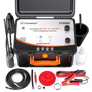 Imagem de FOXWELL Máquina de fumaça automotiva ST2000 com tela LCD de 4 polegadas, EVAP automático profissional e detector de vazamento turbodiagnóstico com bomba de ar embutida pressão personalizada e tempo de
