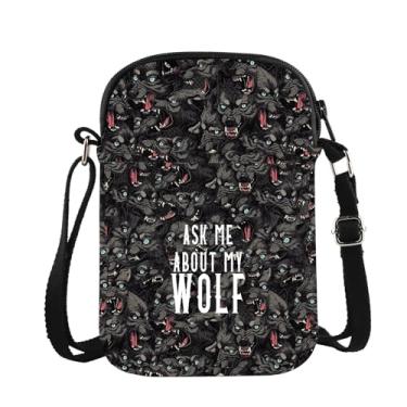 Imagem de MBMSO Wolfpack Gifts Bolsa tiracolo lobo gótico presentes para homens Ask Me About My Wolf Lovers Gift Wolves Animal Theme Gift, Wolf Cb-b, Bolsa tiracolo pequena