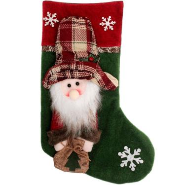 Imagem de Bota Meia Decoração Enfeite Natalino Papai Noel Feltro 43cm