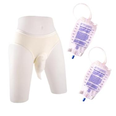 Imagem de UrinEbhq Coletor de urina para mulheres, bolsas de pernas, cateter, reutilizável, portátil, tipo oculto, uso em pé (feminino-branco-GG)