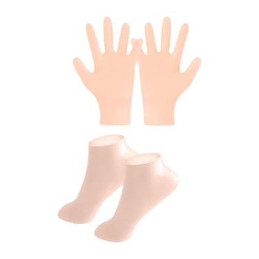 Imagem de predolo Luvas de silicone e meias Hands Care, Heels Care, Spa Practical, Mãos Cuidado com mulheres para férias viagens, Cor Da Pele