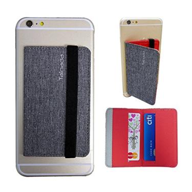 Imagem de Carteira adesiva de dois tons para iPhone 11, 11 Pro Max, XS Max, XR, Samsung S10+, Note 10+, Google Pixel 4 XL, 3a XL, LG G8 com cabo de bônus, Gray Orange