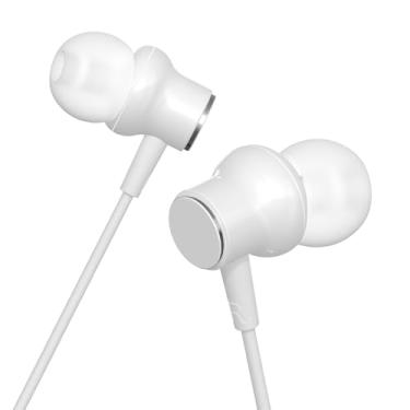 Imagem de WMSZMSM Fones de ouvido longos com fio sem microfone para fones de ouvido de TV, cabo extralongo com controle de volume (branco 1,5 m)