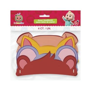 Imagem de Assorted Cocomelon Paper Elastic Headbands (Pack Of 4) - Adorable Design, Perfect for Themed Parties, Gifts, & Playtime