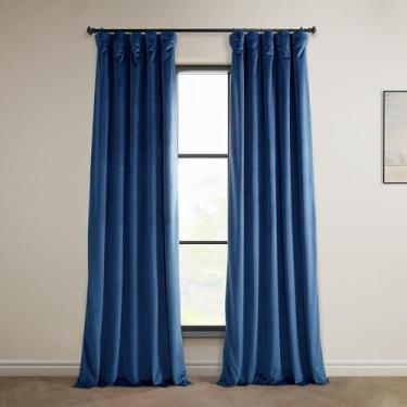 Imagem de HPD Half Price Drapes Cortinas de veludo de pelúcia Heritage para quarto e sala de estar 50 X 108, VPYC-198604-108 (1 painel) Pisces Blue