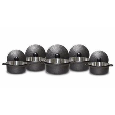 Imagem de Conjunto 5 Panelas Fundidas Alumínio Batido - Fundlar, craqueado, 22cm