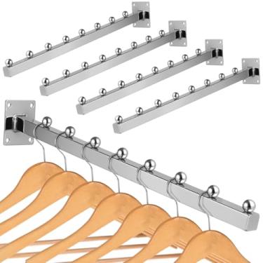 Imagem de Cabide montado na parede, pacote com 5, rack de secagem de parede de 40 cm com divisória, prateleira de secagem de roupas que economiza espaço para lavanderia, armário
