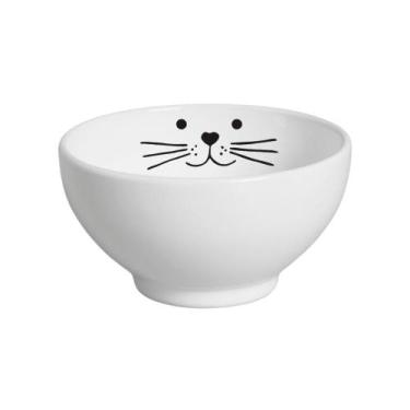 Imagem de Kit Comedouro Branco/Preto Suporte Médio - Cerâmica Regina