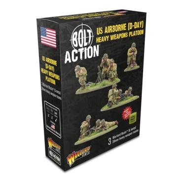 Imagem de Miniaturas de mesa de pelotão de armas pesadas Warlord Bolt Action US Airborne (Dia D) - Conjunto de soldados em miniatura de plástico da 2ª Guerra Mundial, conjunto de miniaturas militares de 28 mm