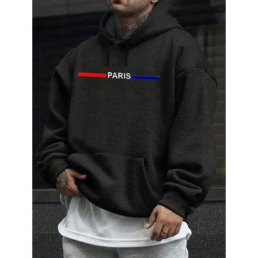 Imagem de Moletom Masculino Basico Estampa Paris Dia A Dia Academia - Qualidade 