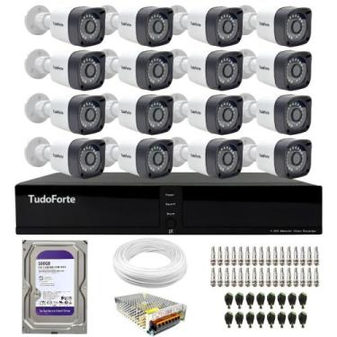 Imagem de Kit CFTV 16 Câmeras Segurança Full HD DVR 16 Canais Com HD Completo - 
