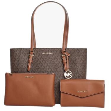 Imagem de Bolsa sacola grande com logotipo da Michael Michael Kors Charlotte 3 em 1 (marrom)