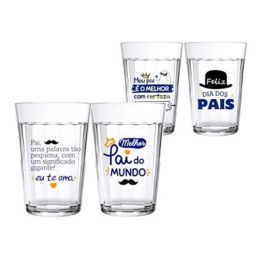 Imagem de Kit 2 Copos Americanos 190ml Vidro Especial Dia Dos Pais Frase Engraçada Kit Presente Marido Filhos (Pai Mundo)