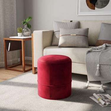 Imagem de Puff Em Veludo Soho Vermelho