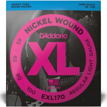 Imagem de Cordas Para Baixo D Addario Xl Nickel Wound Exl170 4 Cordas Escala Longa .045-.100