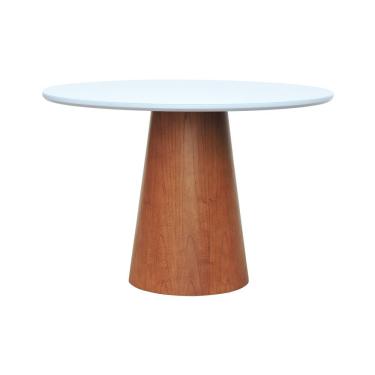 Imagem de Mesa De Jantar Tampo Em Vidro Base Cone Laminado Cinamomo Amêndoa Tampo 150 Branco-vidro Branco