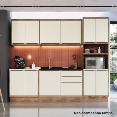 Imagem de Cozinha Completa 5 Peças 11 Portas Viena Freijó - Cinza Argila