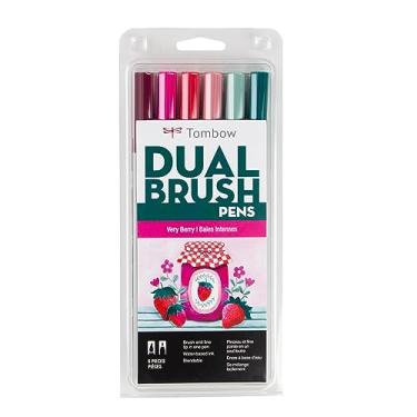 Imagem de Tombow Marcadores de arte 56237 com pincel duplo, Very Berry, pacote com 6