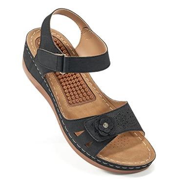 Imagem de FUDYNMALC Sandálias Femininas Ortopédicas: Confortáveis E Elegantes Para Caminhada No Verão - Plataforma Casual Com Presilha Ajustável