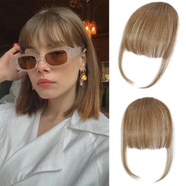 Imagem de Amaattee Franja Com Presilha - Cabelo Humano 100% Natural, Castanho Claro, Aplique Falso E Rolo