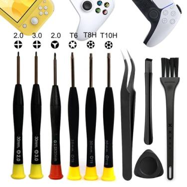 Imagem de MYPUQIAO Kit De Ferramentas Limpeza E Reparo Para Controle Console Playstation Ps Xbox Switch, Chave Fenda Cruzada Ph00 (+2.0), Ph0 (+3.0), Y2.0, Conjunto Segurança Torx T6 T8H T10H, Pinça, Pé Cabra