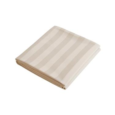 Imagem de Shunjie.Home Lençol De Cima, Tamanho King, 400 Tc, 100% Algodão Egípcio, Listrado, Cetim, Bege, Resistente A Rugas, Desbotamento E Manchas (Listrado, King)