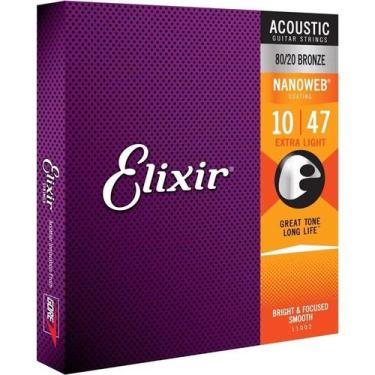 Imagem de Encordoamento Profissional Elixir .010 Extra Light Bronze 80/20 Nanowe