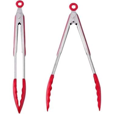 Imagem de Kit 2 Pegadores Pinça Silicone Tamanhos 30cm e 25cm para Salada Churrasco Inox Fritura