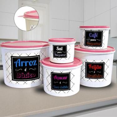 Imagem de Kit de Mantimentos de Plástico com 5 Peças Empilháveis com Tampa  Orga