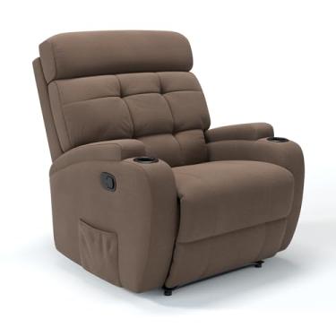 Imagem de Poltrona do Papai Reclinável Manual Wall Save em Linho Com Massageador - Modelo Florença Manual Damie (Marrom)