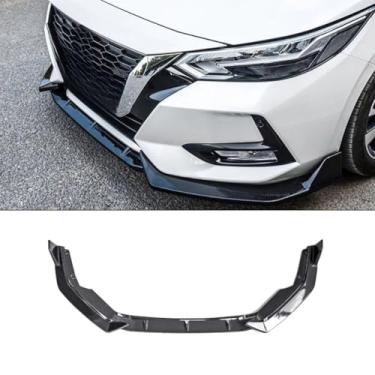 Imagem de Para Sylphy 2020-2021 Car Front Bumper Lip Splitter Difusor Spoiler Body Kit Gloss Black Bumper Lip Modification Part (visual de fibra de carbono)