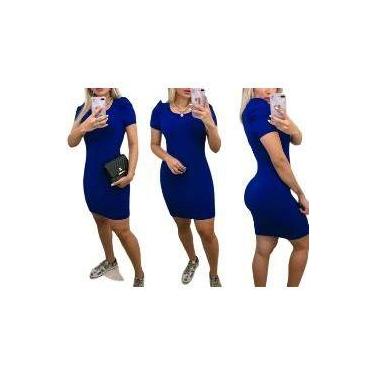 Imagem de Kit 3 Vestidos curto feminino canelado gola rasa manga curta princesa 